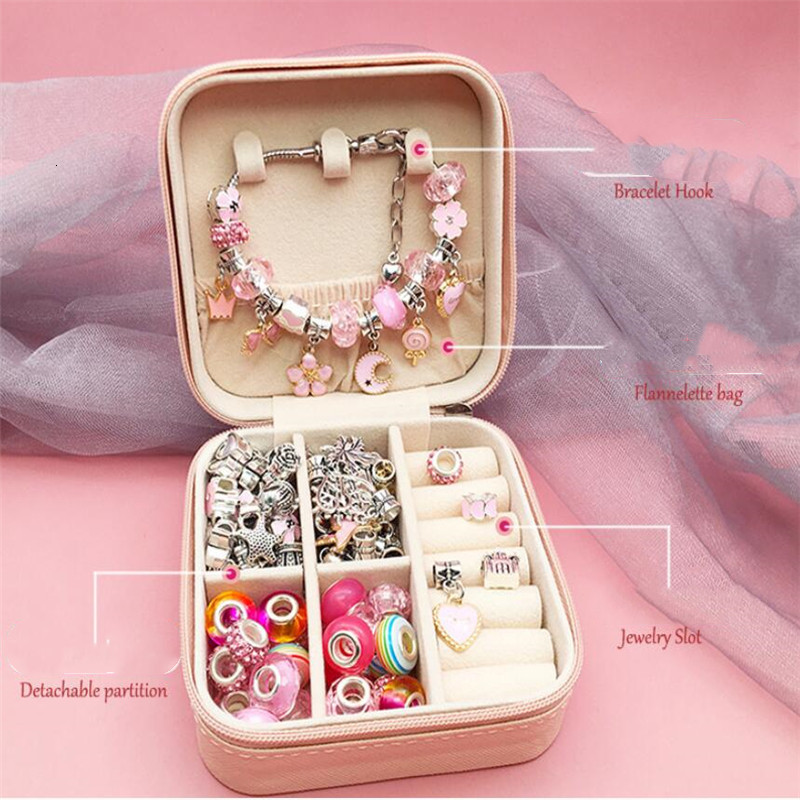 Charm Bracelets DIY Beaded Bracelet Set With Storage Box Christmas Gift Acrylic Large Hole Beads Girls Bracelet Handmade Diy Jewelry Making Kit 230422