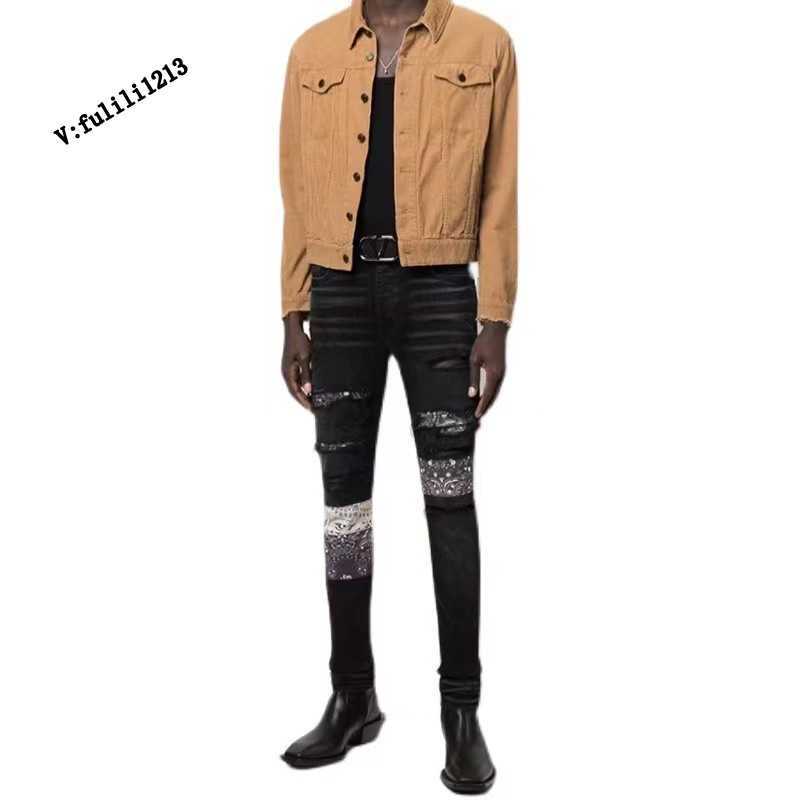 Designer Clothing Luxury Casual Fashion Denim Pants Amiiri Patchwork Used Washed Hole Waist FlowerFruit Jeans Men's Spring Summer Fashion Brand 2022ss New, Black
Designer Clothing Luxury Casual Fashion Denim Pants Amiiri Patchwork Used Washed Hole Waist FlowerFruit Jeans Men's Spring Summer Fashion Brand 2022ss New, Black
