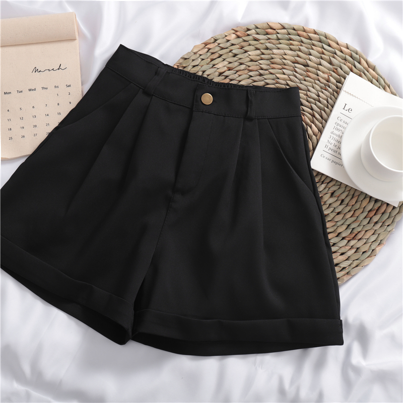 Women's Shorts Summer Casual Shorts Adjustable Waist Loose All-match Korean Style Chic Tailored Bottoms Pockets Daily College Breathable Trendy 2