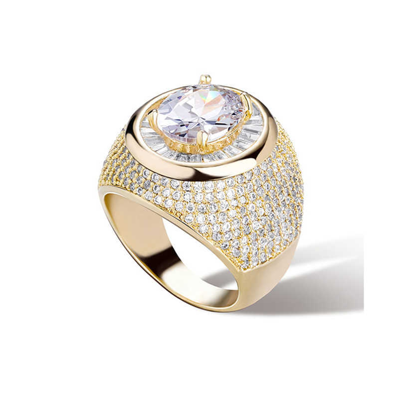 INS Hot Selling Hip Hop Large Zircon Ladder Square Diamond Band Ring For Men And Women Personalized Iced Out Hip Hop Punk Rock Wedding Rapper Finger J