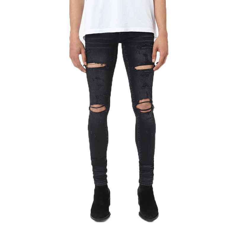 Designer Clothing Denim Pants Amiiri Torn Jeans Cut with a Knife to Make Old Holes Washed with Water to Damage Slim Fitting Jeans Distressed Ripped Skinny, Black
Designer Clothing Denim Pants Amiiri Torn Jeans Cut with a Knife to Make Old Holes Washed with Water to Damage Slim Fitting Jeans Distressed Ripped Skinny, Black