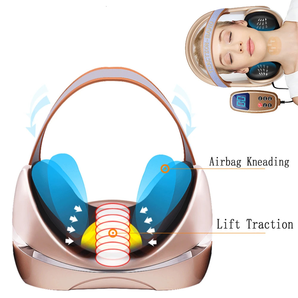 Face Care Devices Electric Neck Massager Infrared Heating Airbag Traction Vibration Shoulder Cervical Spine Support Pain Relief 231123