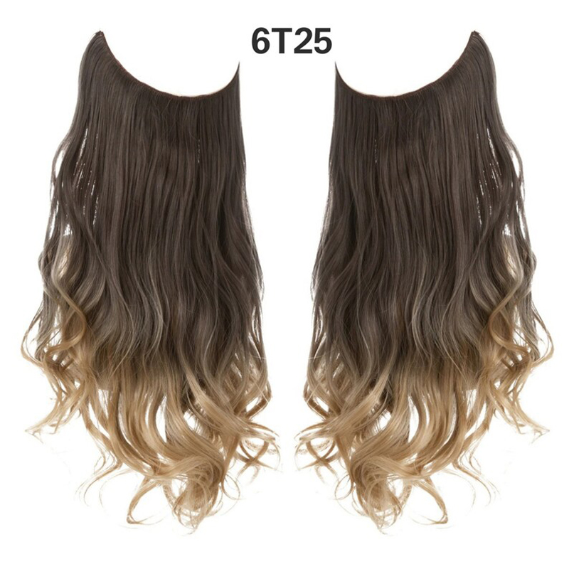 No Clip Wavy Hair Extension Hairpiece , Artificial Fake Hairstyles