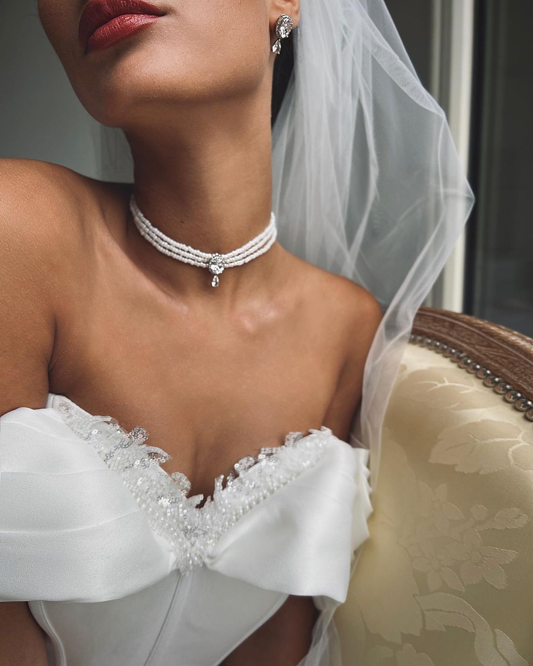 Modest Off the Shoulder Mermaid Wedding Dresses Beaded Collar Satin Bride Gown for Women Custom Made Trumpet Vestidos De Novia