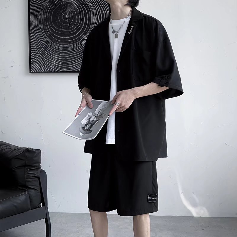 Men's Tracksuits Men's High end Men's Summer British Style Casual Small Fashion Two Piece Thin Set 230424