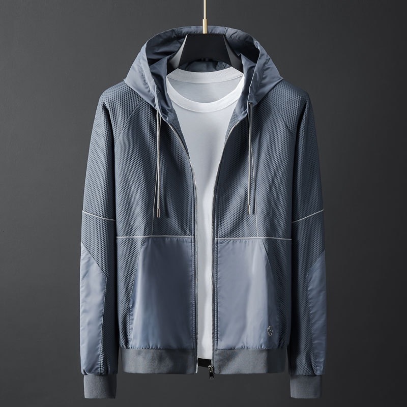 Men's Tracksuits spring and autumn sports and leisure suit men's honeycomb mesh stretch slim hood fashion two-piece suit 230424