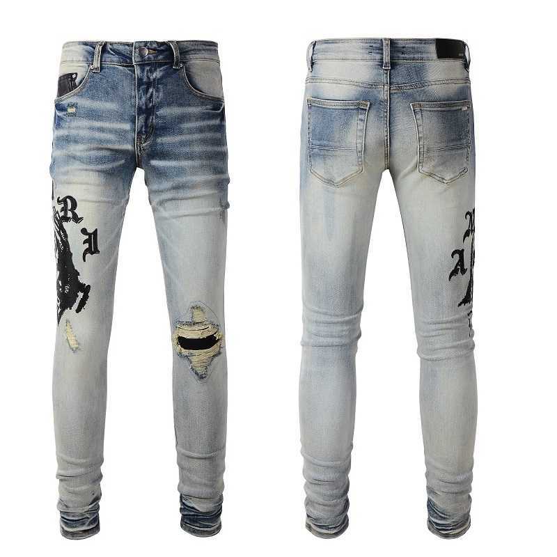 Designer Clothing Denim Pants Amiiri 2023 New Trend Fashion Slim Fit Small Feet Elastic Perforated Jeans Men's Amiiri Fashion Brand Distressed Ripped Skinny, Light blue
Designer Clothing Denim Pants Amiiri 2023 New Trend Fashion Slim Fit Small Feet Elastic Perforated Jeans Men's Amiiri Fashion Brand Distressed Ripped Skinny, Light blue