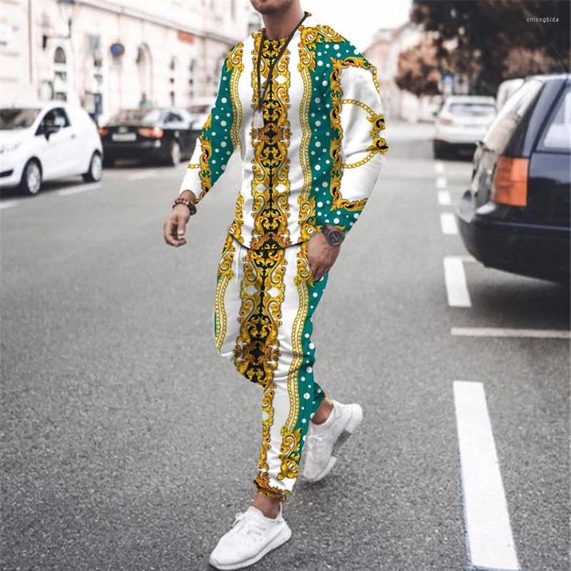 Mens Tracksuits Luxury Vintage Tshirts Joogers 3D Print Men Tracksuit Suit Tshirt Long Pants 2 Piece Sets Oversized Mens Summer Sleeve