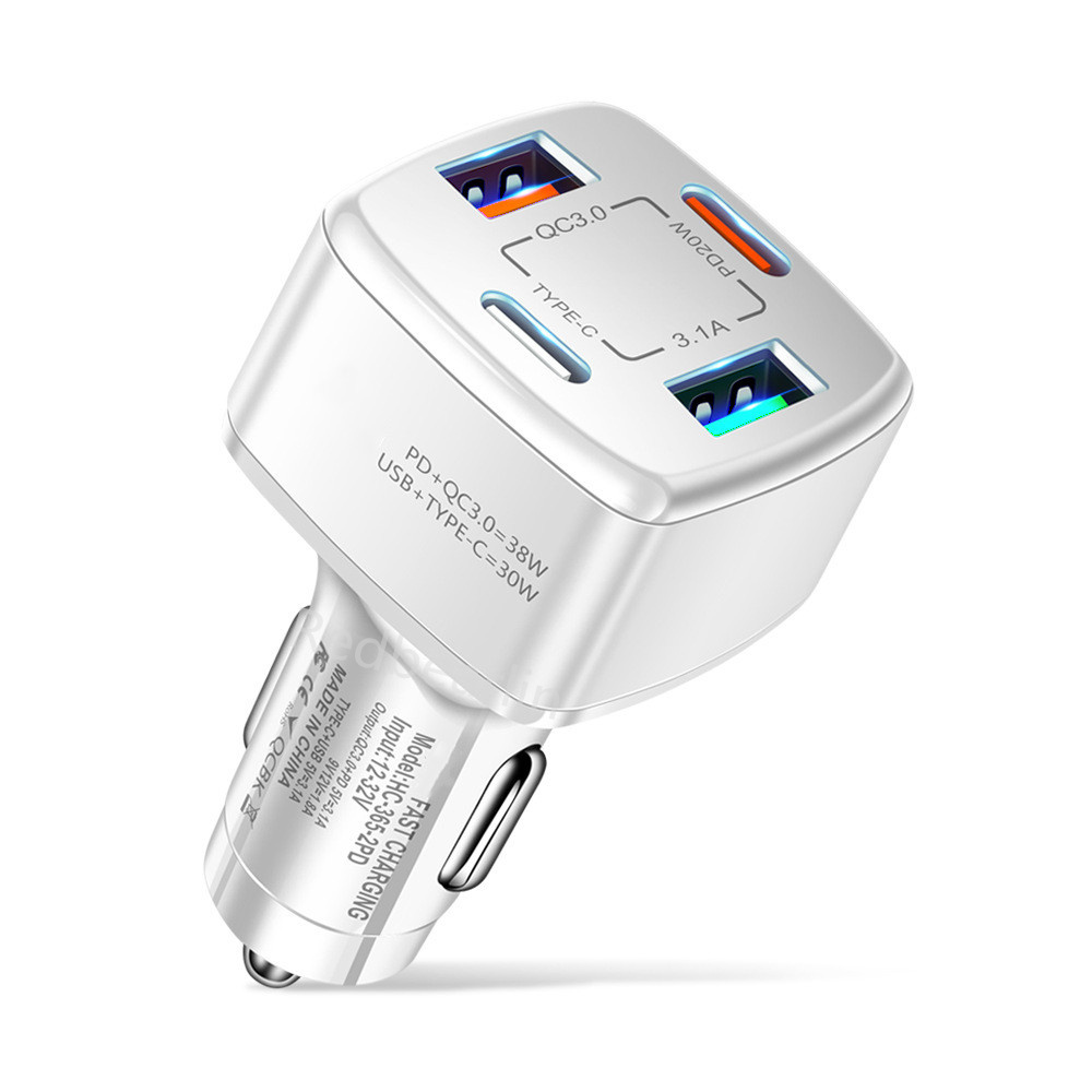 38W Fast Quick Charging PD Car Chargers 4Ports USB-C QC3.0 Car charger Power Adapters For iPhone 13 14 Pro max Samsung Huawei lg android phone with bo