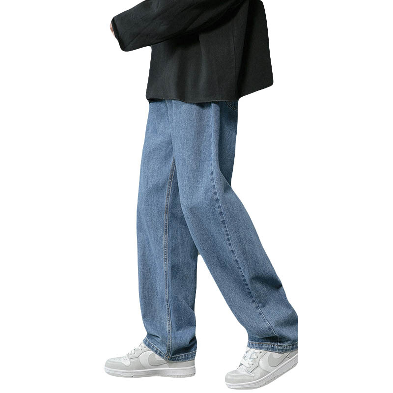 Men's Jeans Streetwear Baggy Men Plus Size S-5XL Fashion Loose Straight Wide Leg Pants Black Light Blue Male Casual Clothing