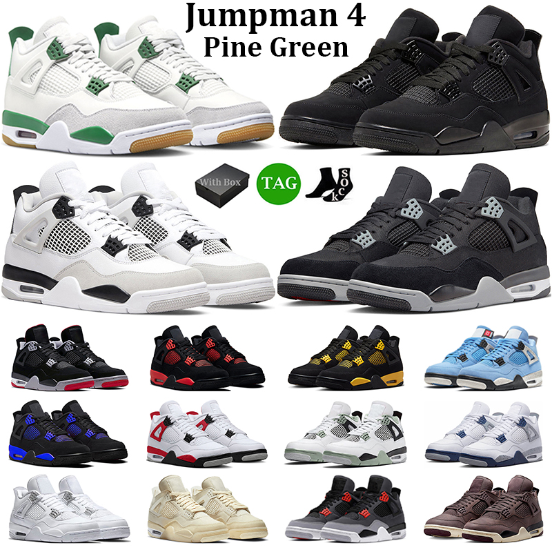 Hotsale Jumpman 4 Basketball Shoes Men Women 4s Pine Green Black Cat Thunder Military Black Midnight Navy White Oreo Mens Trainers