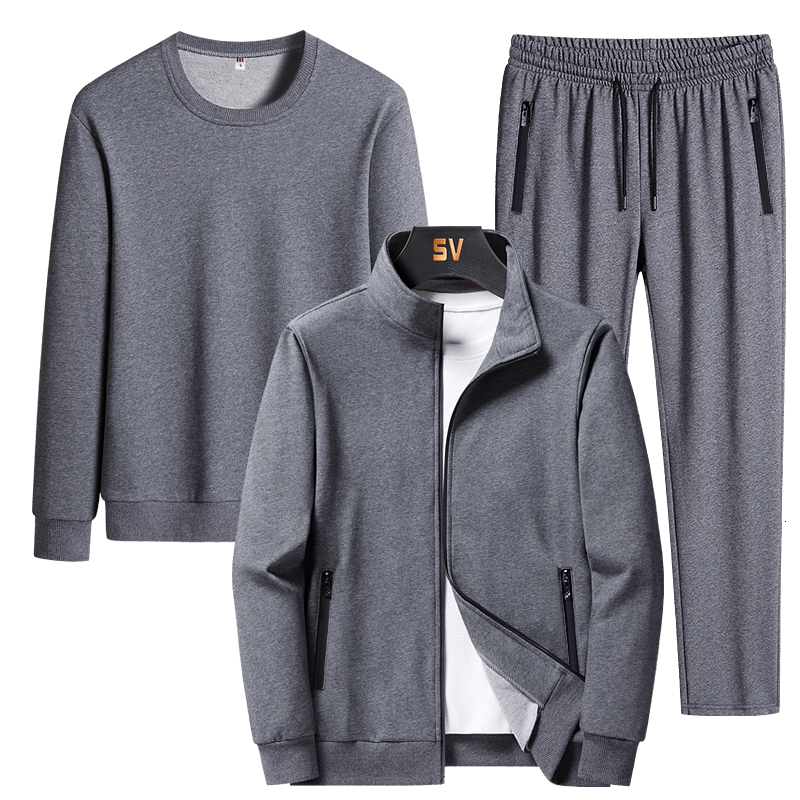Men's Tracksuits 3PCS Set Men Fashion Autumn Sportwear Suit Casual SweatshirtFleece Warm JacketJogger Pants Sporting Suit Tracksuit Plus Size 230