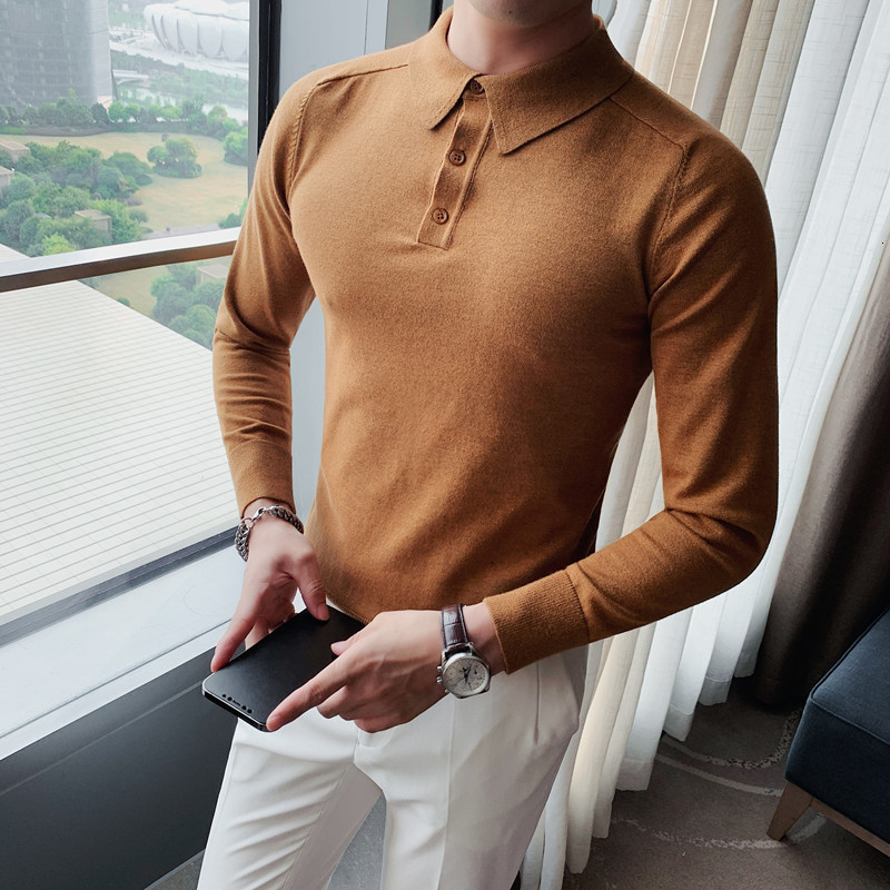 Men's Polos Men Spring High Quality Casual Knitting Shirts/Male Slim Fit Fashion Long Sleeve Polo Shirts Tops Plus Size S-3XL 230424