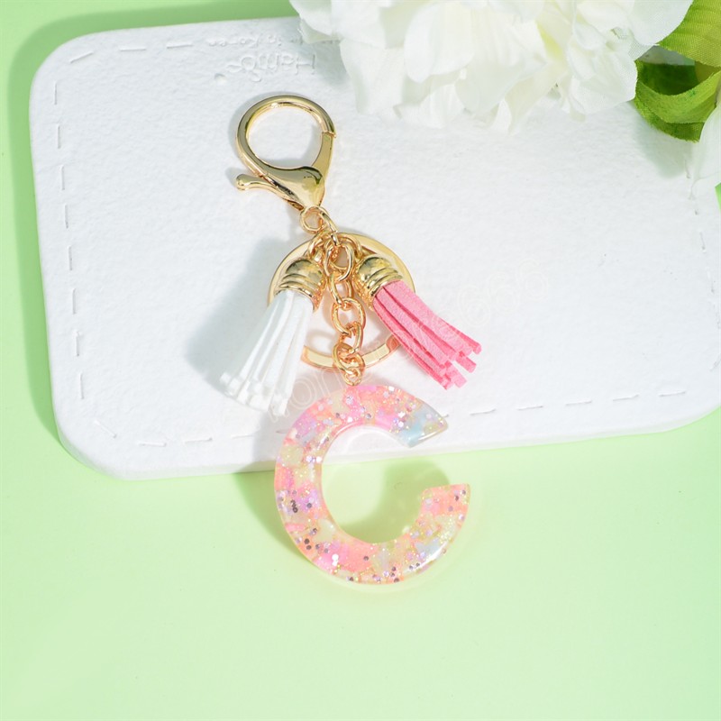 Fashion 26 Initial Alphabet Key Chain Green Butterfly Tassel Key Ring Star Love Keychain Women Bag Pendant Car Key Holder