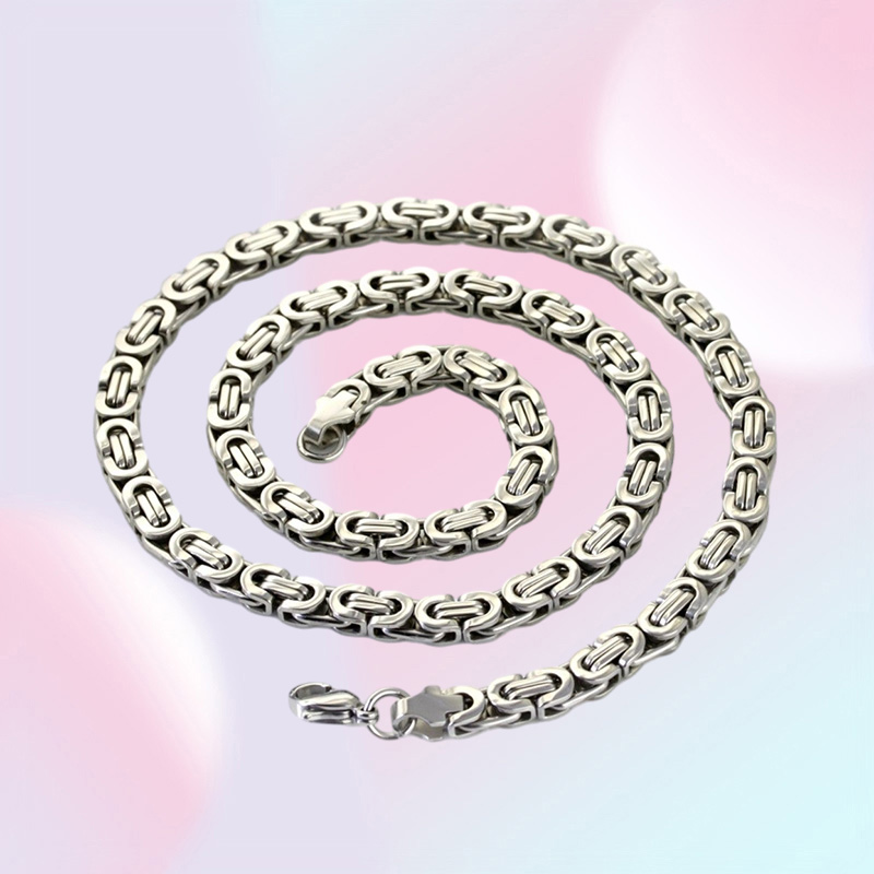 63mm distinctive classical mens jewelry silver Stainless steel Byzantine chain