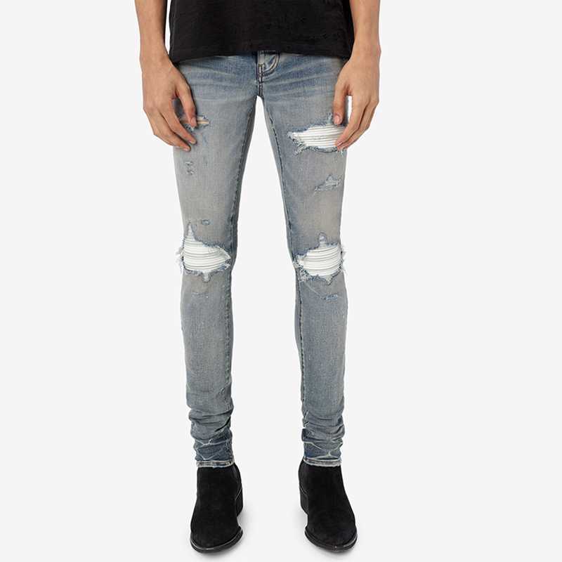 Designer Clothing Denim Pants Amiiri High Street Blue Patchwork Big Hole Jeans Men Slim Fit Small Feet Slp Trendy Beggar Long Pants Distressed Ripped Skinny
Designer Clothing Denim Pants Amiiri High Street Blue Patchwork Big Hole Jeans Men Slim Fit Small Feet Slp Trendy Beggar Long Pants Distressed Ripped Skinny