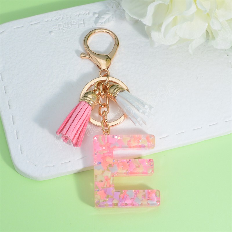 Fashion 26 Initial Alphabet Key Chain Green Butterfly Tassel Key Ring Star Love Keychain Women Bag Pendant Car Key Holder