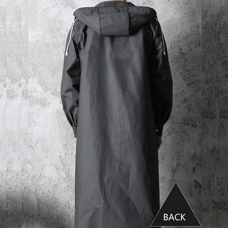 New Black Fashion Adult Waterproof Long Raincoat Women Men Rain Coat Hooded For Outdoor Hiking Travel Fishing Climbing Thickened