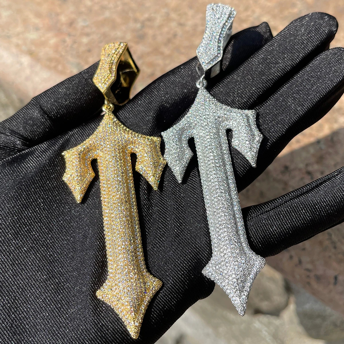Chokers Bubble Letter Iced Out Pendant Prong Setting Trap Rapper Star Necklace for Men Real Gold Plated Solid Back Rock Street Jewelry 231124