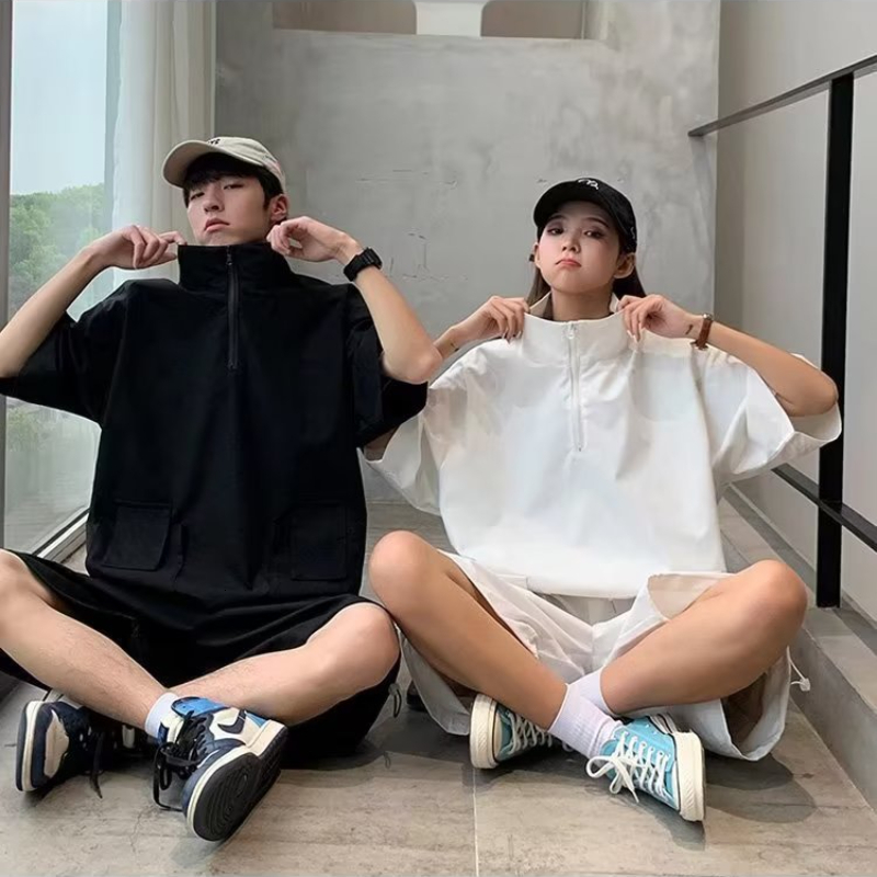 Men's Tracksuits Commodity pants short men's summer solid color loose fitting T-shirt and shorts 2-piece set of Japanese style outdoor casua