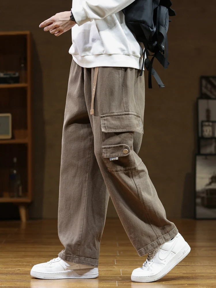 Men s Pants 2023 Autumn Cargo Men Multi Pockets Cotton Casual Wide Male Workwear Loose Straight Trousers Big Size 7XL 8XL 231124