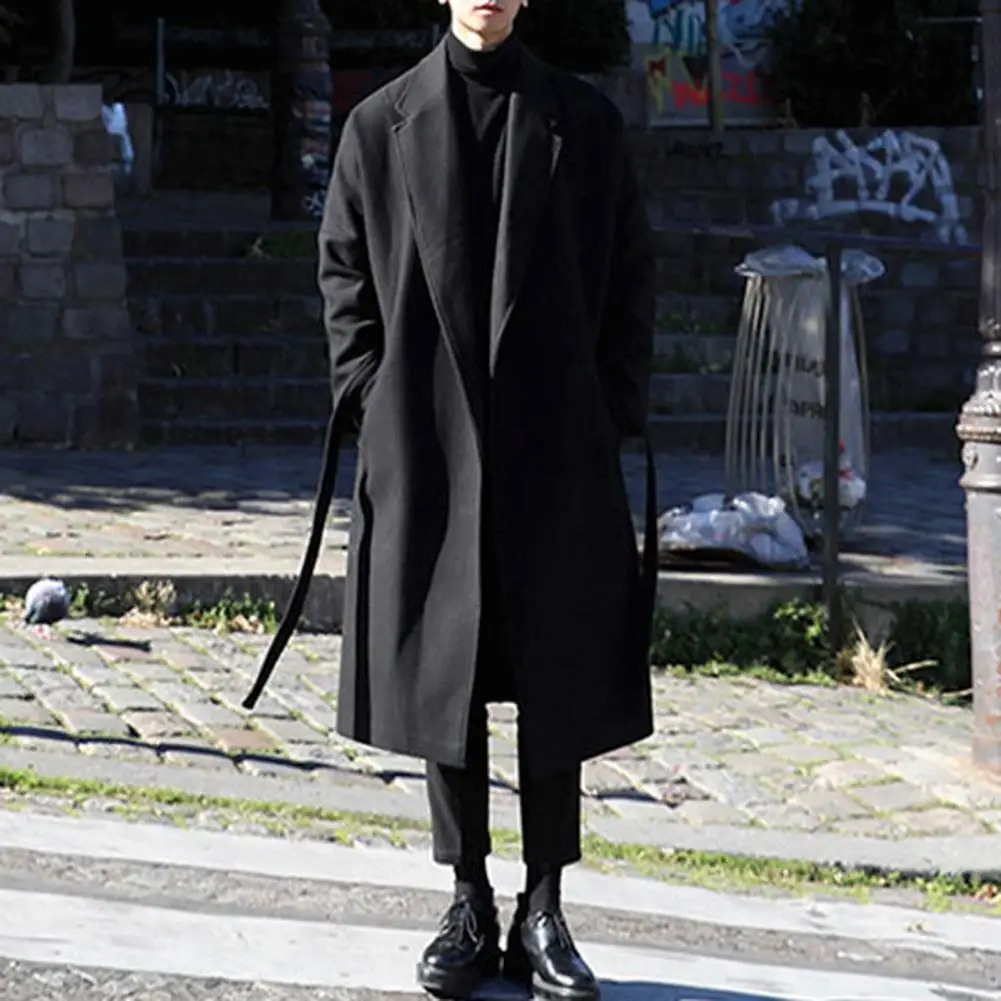 Men's Wool Blends Men Loose Coat Suit Collar Coat Stylish Men's Loose Long Coat Trendy Autumn Winter Overcoat for Off-duty Office Look Fashi