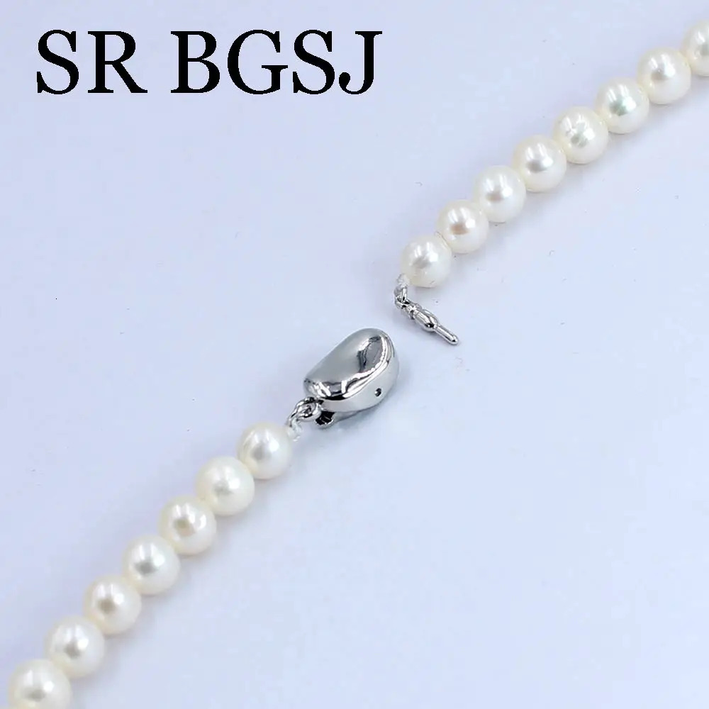 Chokers 6-11mm Gifts for Women Graduated Round White Natural Freshwater Pearl Knot Girl Jewelry Chokers Short Necklace 18inch 231124