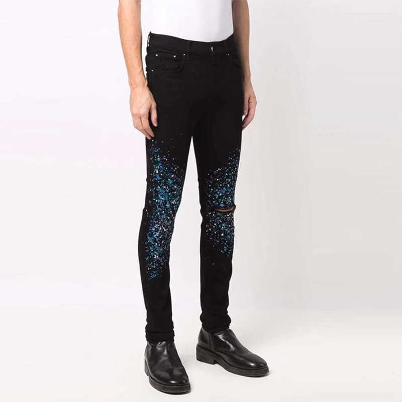 Designer Clothing Luxury Casual Fashion Denim Pants Amiiri Spring Summer Paint Splashing Graffiti Printing Knife Cut Hole High Street Slp Slim Skinny Jeans Mens Fas, Light blue
Designer Clothing Luxury Casual Fashion Denim Pants Amiiri Spring Summer Paint Splashing Graffiti Printing Knife Cut Hole High Street Slp Slim Skinny Jeans Mens Fas, Light blue
