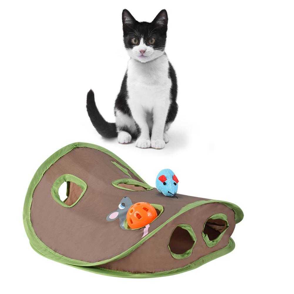 New Cute Pet Cat Interactive Hide Seek Game 9 Holes Tunnel Mouse Hunt Intelligence Toy Pet Hidden Hole Kitten Foldable Toys