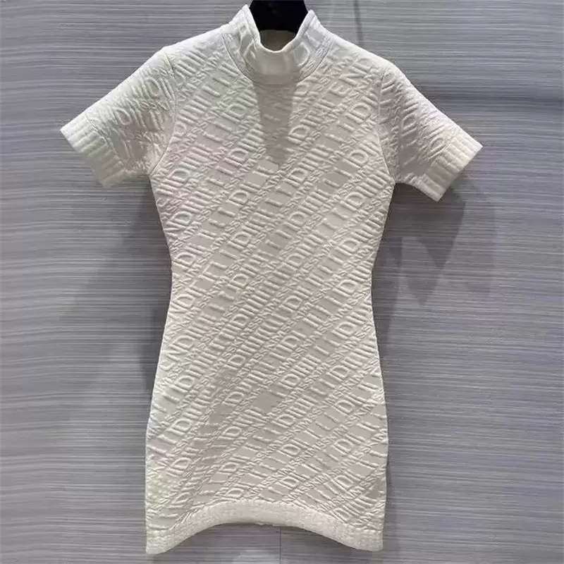 Women Casual Dresses Embossed 3D Relief Letter High Qualiy Ladies Dress Two Pieces Knit Tank Top & Skirt, #2