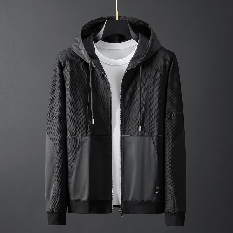 Men's Tracksuits spring and autumn sports and leisure suit men's honeycomb mesh stretch slim hood fashion two-piece suit 230424