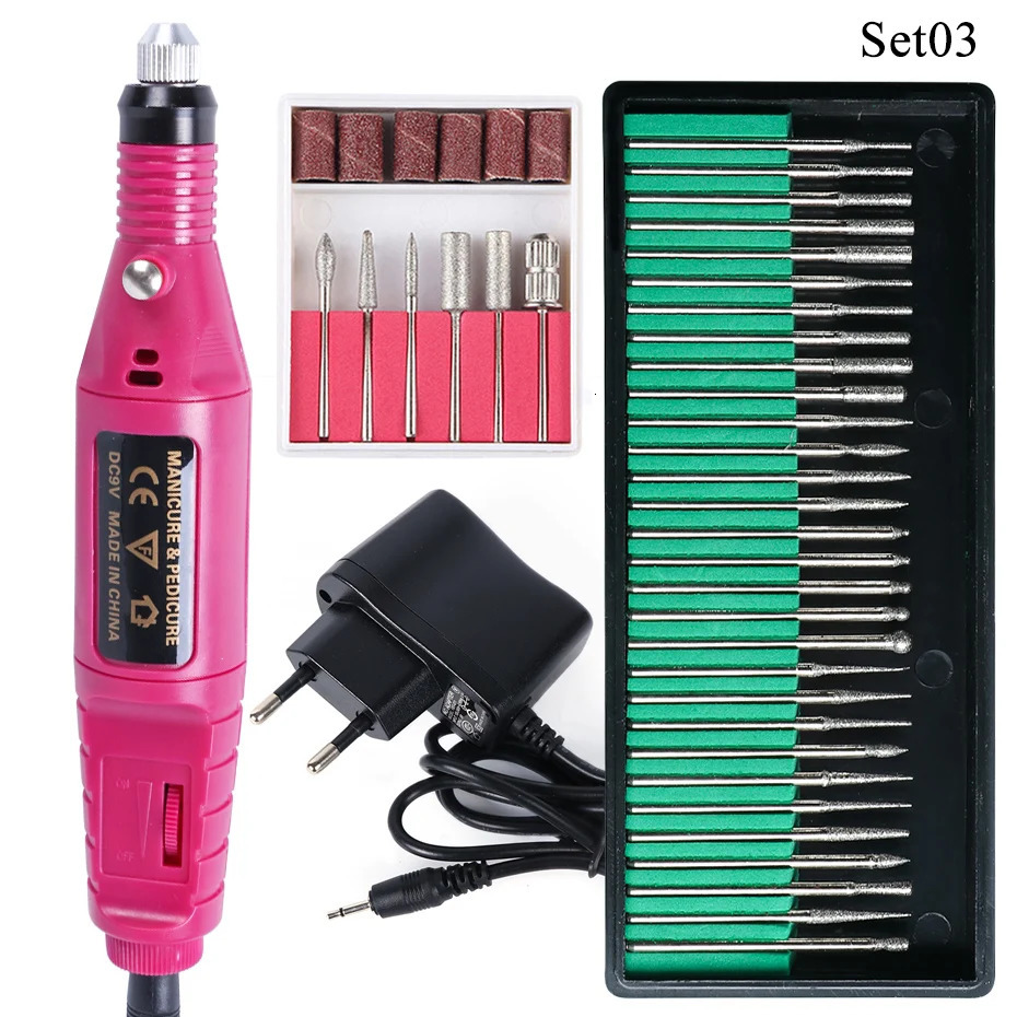 Nail Manicure Set Professional Electric Nail Drill Machine Manicure Milling Cutter Nail Drill Bits Files Polisher Sander Gel Polish Remover Tools 2311