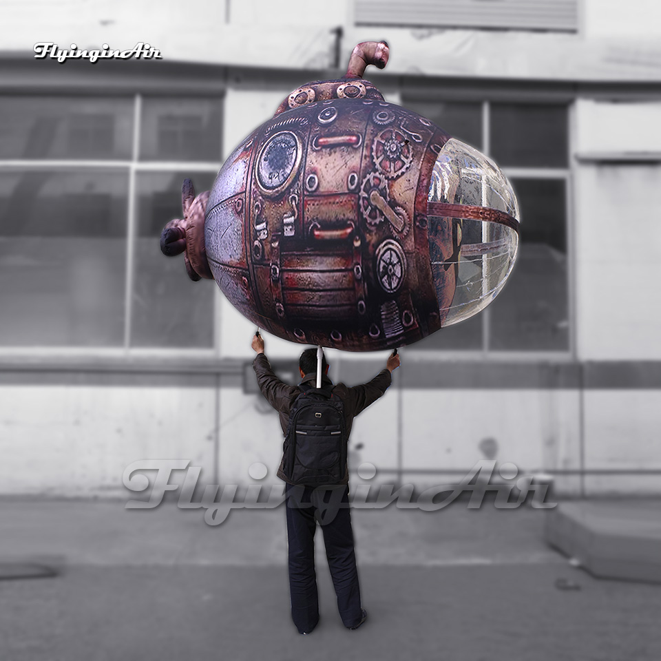 Funny Walking Inflatable Submarine Puppet Sea Theme Parade Blow Up Anime Undersea Boat Doll For Event