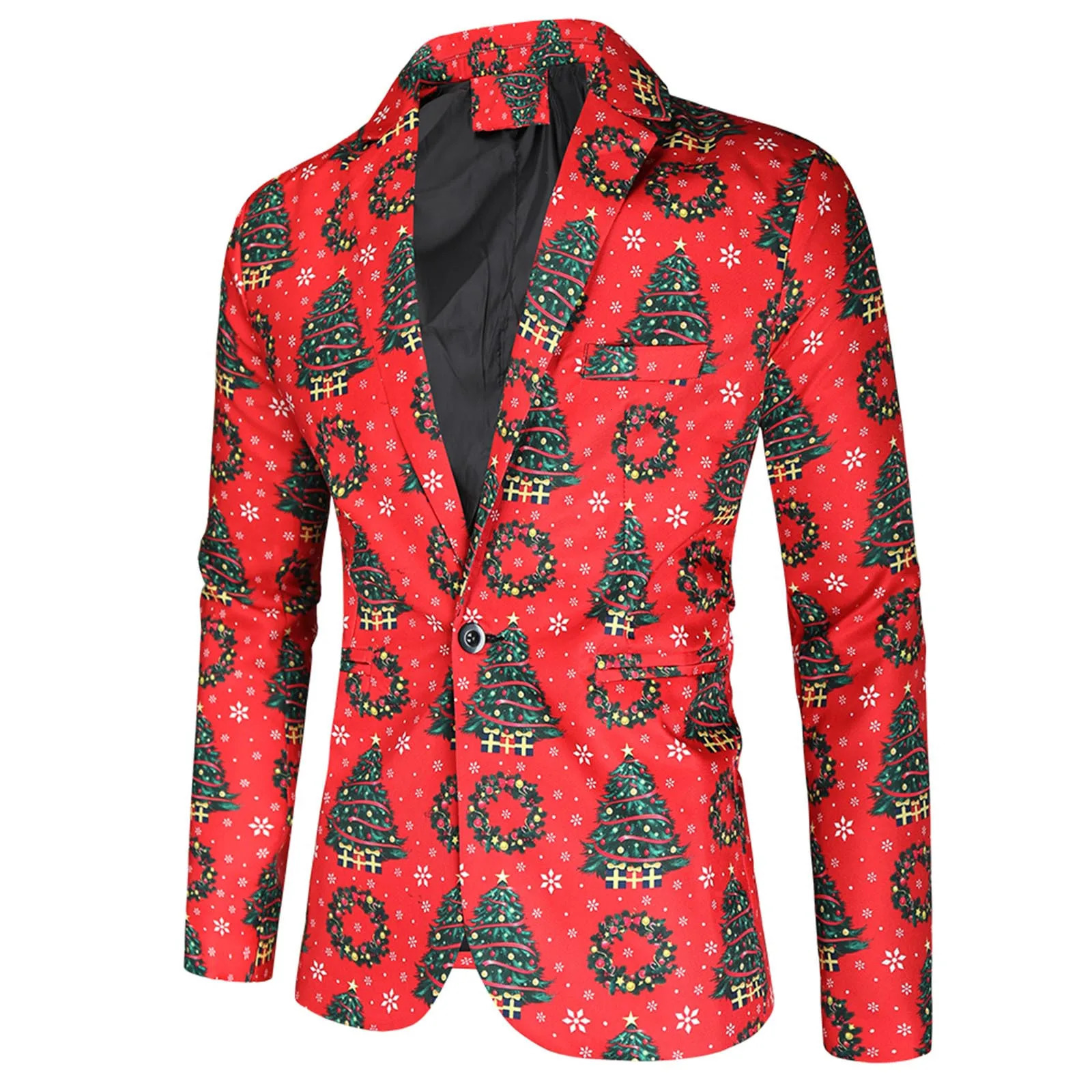 Mens Suits Blazers Casual Coat Jacket Christmas Print Fit Suit Blazer Fashion Slim Buttons Party Costume 231123