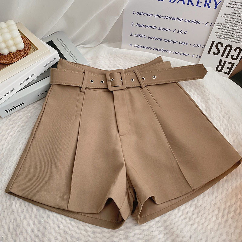 Women's Shorts Ashgaily High Waist Shorts Women Streetwear Shorts With Belt All-Match Wide Leg Bottoms Female 230424