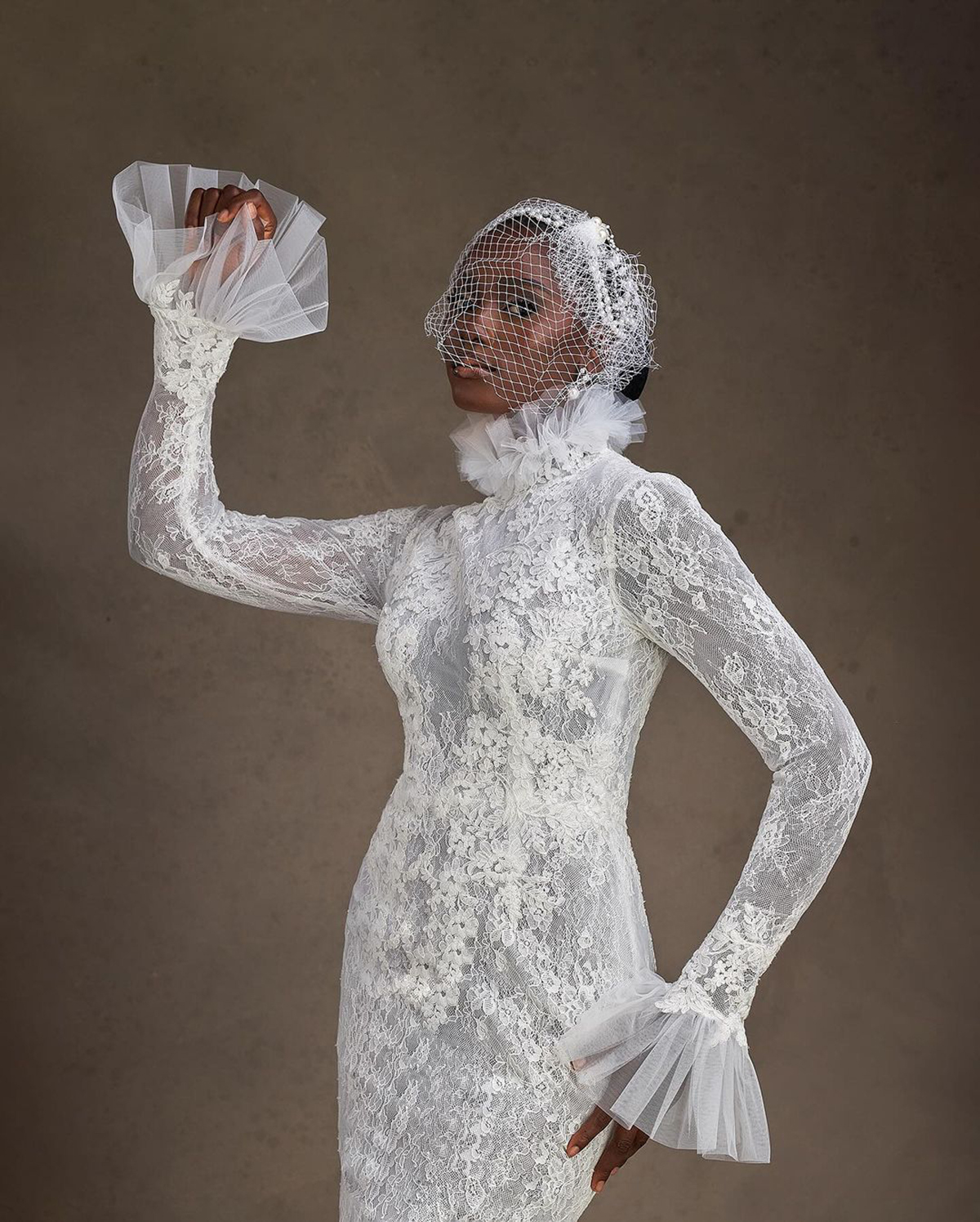 Muslim Mermaid Wedding Dresses Lace High Neck Long Sleeve Bridal Gowns Vestido Novia Appliques Bride Dress