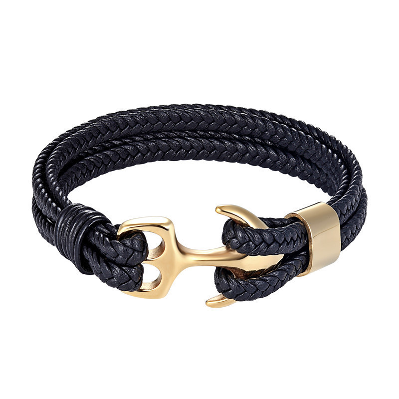 MKENDN Anchor Bracelets Men Double strand Nautical Survival Rope Paracord Bracelet Women Black Stainless Steel Sport Buckle 220726