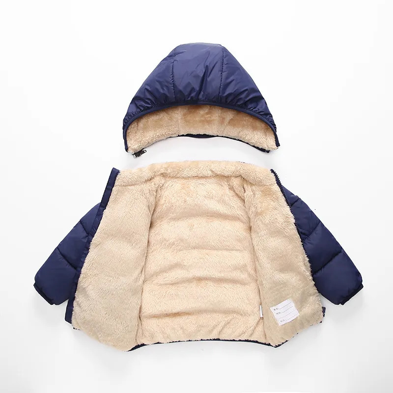 Jackets Baby Kids Boys Winter Thick Coats Warm Cashmere Outerwear For Girls Hooded Jacket Children Clothes Toddler Overcoat 1 6Y 231124