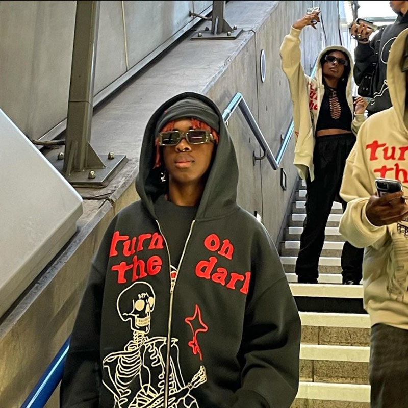 Men's Hoodies Sweatshirts Y2k Anime Print Hoodie Men's Zipper Long Sleeve Street Clothing Sweatshirt Coats Letter Grunge Gothic Super Dalian