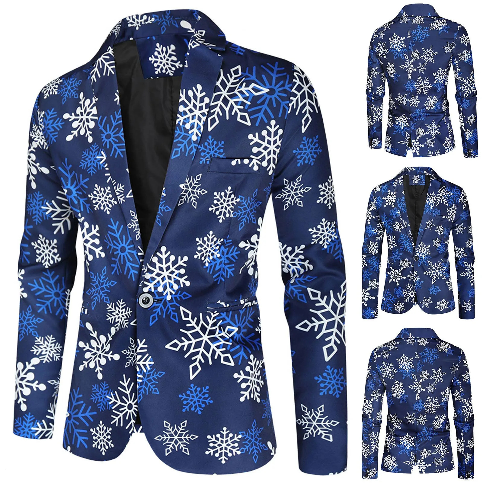 Mens Suits Blazers Casual Coat Jacket Christmas Print Fit Suit Blazer Fashion Slim Buttons Party Costume 231123