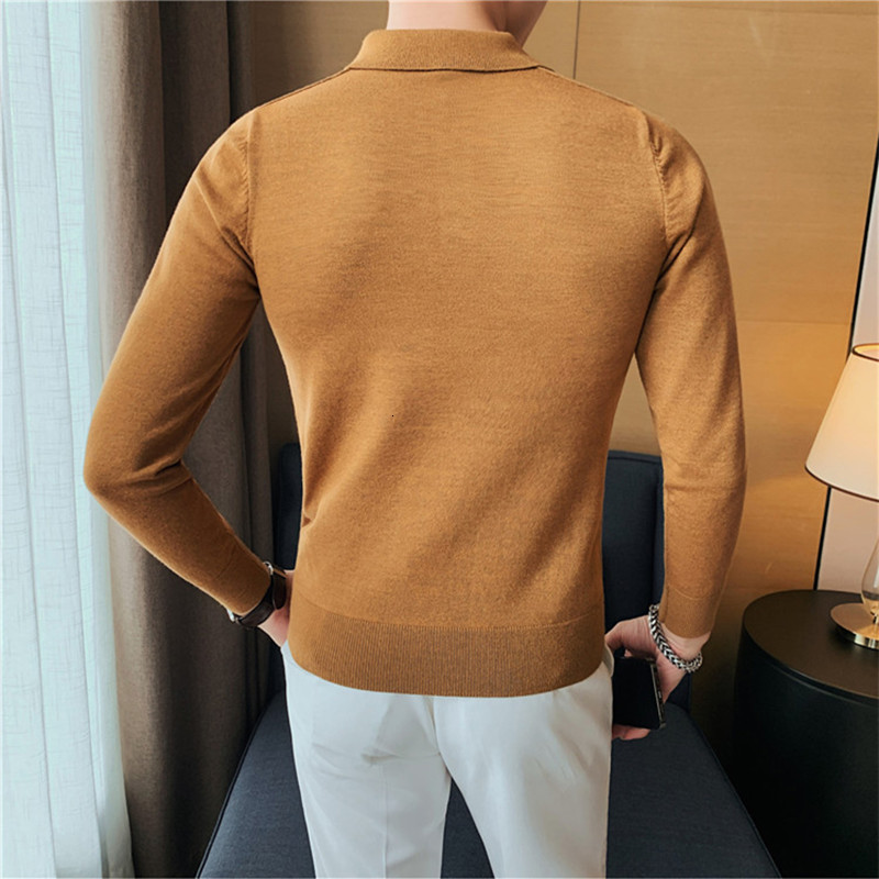 Men's Polos Men Spring High Quality Casual Knitting Shirts/Male Slim Fit Fashion Long Sleeve Polo Shirts Tops Plus Size S-3XL 230424