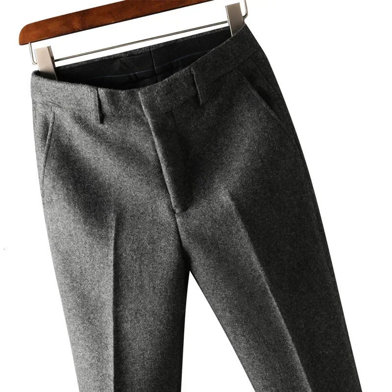 Men s Pants High Quality 2023 Autumn Winter Suit Fashion Business Casual Woolen Male Straight Formal Trousers 231124