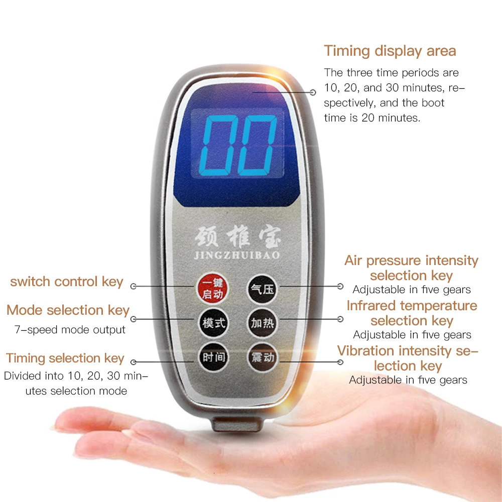 Face Care Devices Electric Neck Massager Infrared Heating Airbag Traction Vibration Shoulder Cervical Spine Support Pain Relief 231123