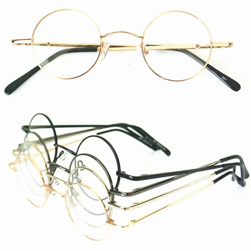 Sunglasses Frames 60s Vintage 38mm small Round Eyeglass Spring Hinges myopia Rx able Glasses Spectacles come with clear lenses 231123