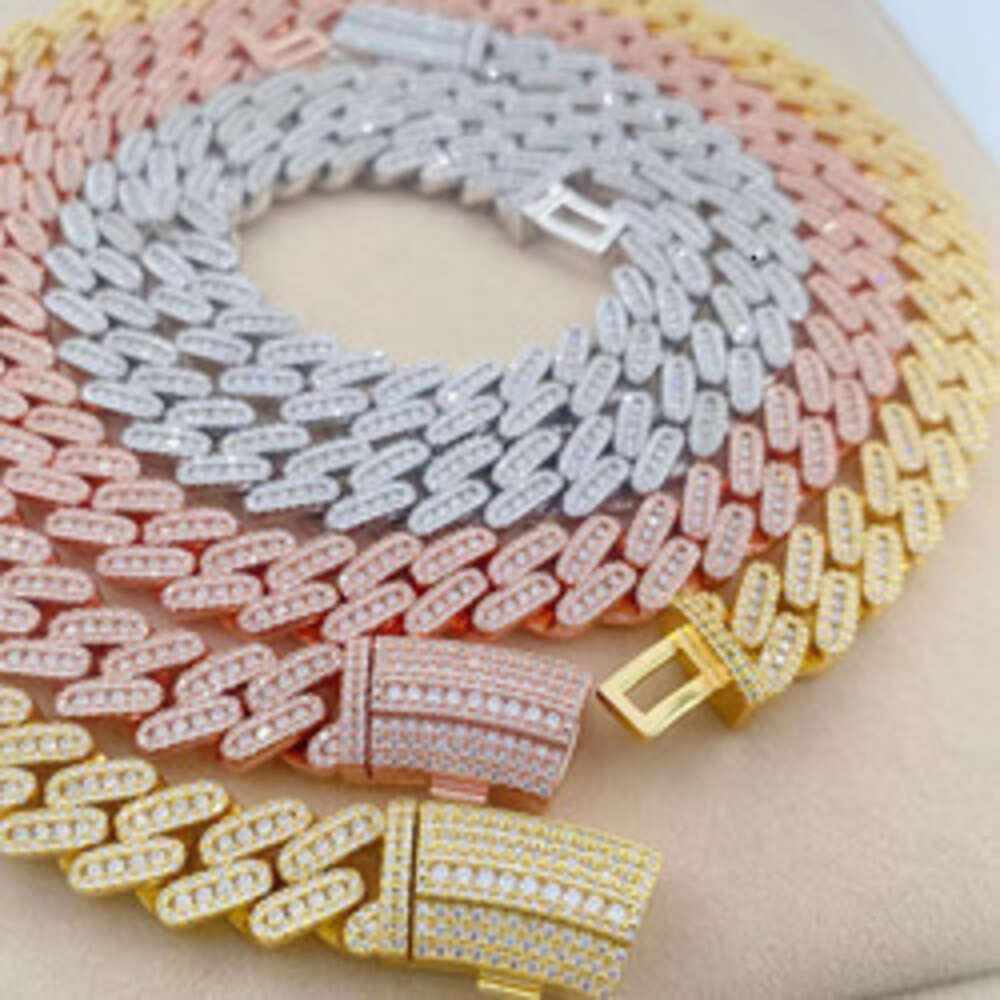 necklace moissanite chain Custom hip hop jewelry 925 sterling silver chain iced out VVS mossanite cuban link