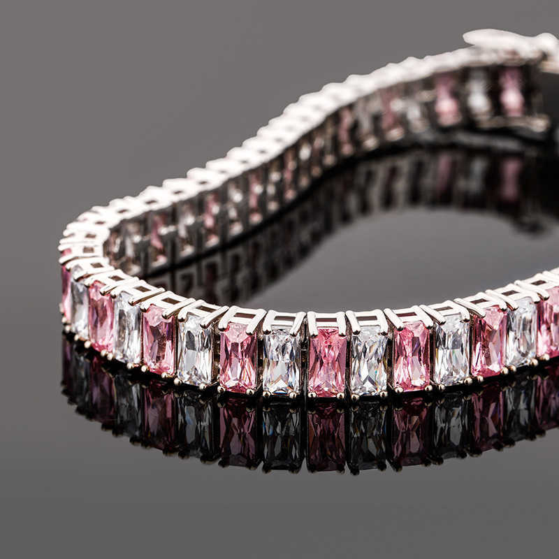 8mm Rectangular Cubic Zircon Tennis Bracelet For Men And Women Baguette Cz Stone Iced Out Chain Bracelets Bangle Shiny Crystal Rapper Wrist Jewelry Gi