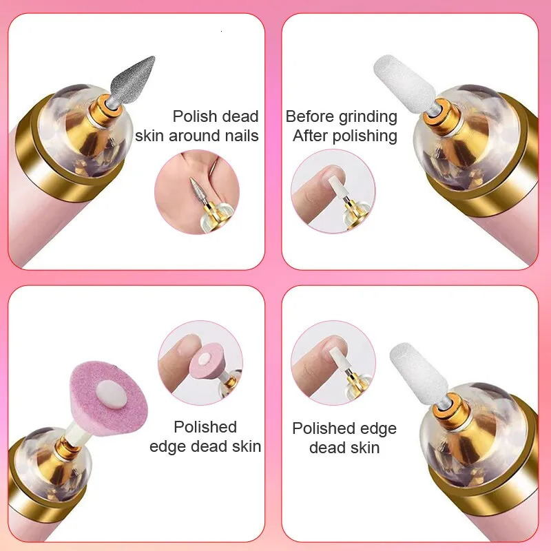 Nail Manicure Set 5 in 1 Electric Nail Polish Drill Machine With Light Portable Mini Electric Manicure Art Pen Tools For Gel Remover 231123