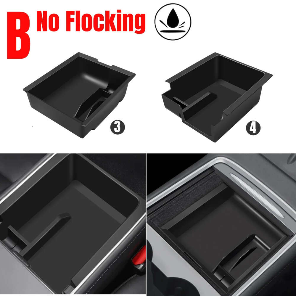 New Flocking Center Console Organizer for Tesla Model 3 2022 Model Y 2023 Center Armrest Hidden Box Cup Holder Interior Accessories