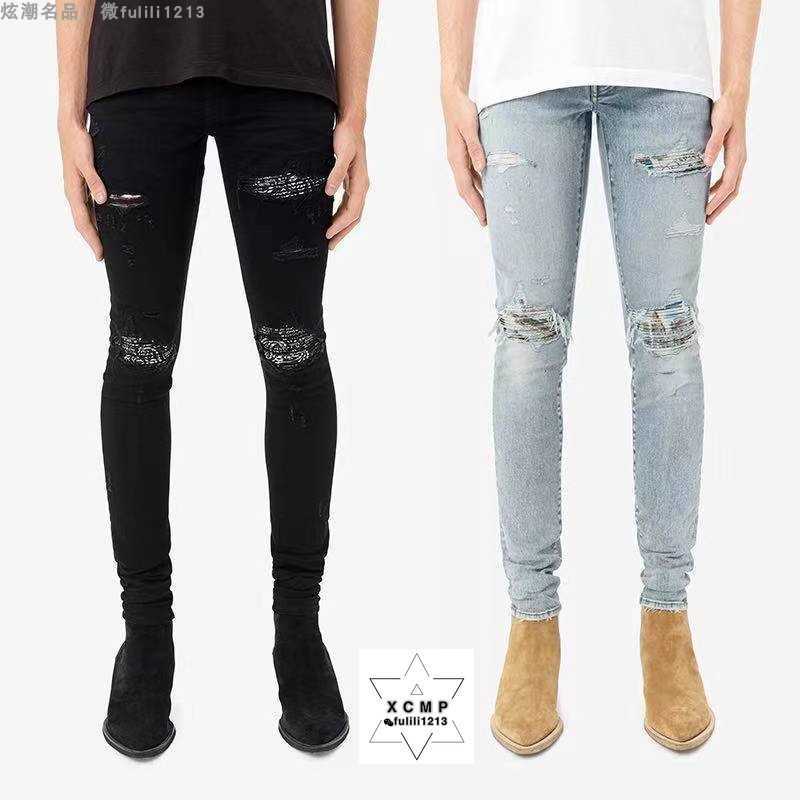 Designer Clothing Luxury Casual Fashion Denim Pants Amiiri Ss Fashion Brand Black Cashew Flower Perforated Denim Elastic Slim Fit Small Foot High Street Men's Jeans, Light blue
Designer Clothing Luxury Casual Fashion Denim Pants Amiiri Ss Fashion Brand Black Cashew Flower Perforated Denim Elastic Slim Fit Small Foot High Street Men's Jeans, Light blue