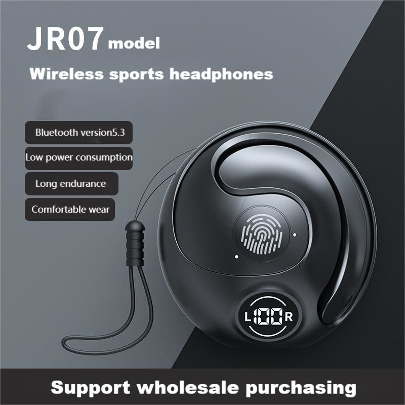 Wireless sport headphone Ear-Hook Earbuds Built-in Microphone TWS Bluetooth headphone JR07 Wireless Earphone LED display high Quality Headphone Noise 